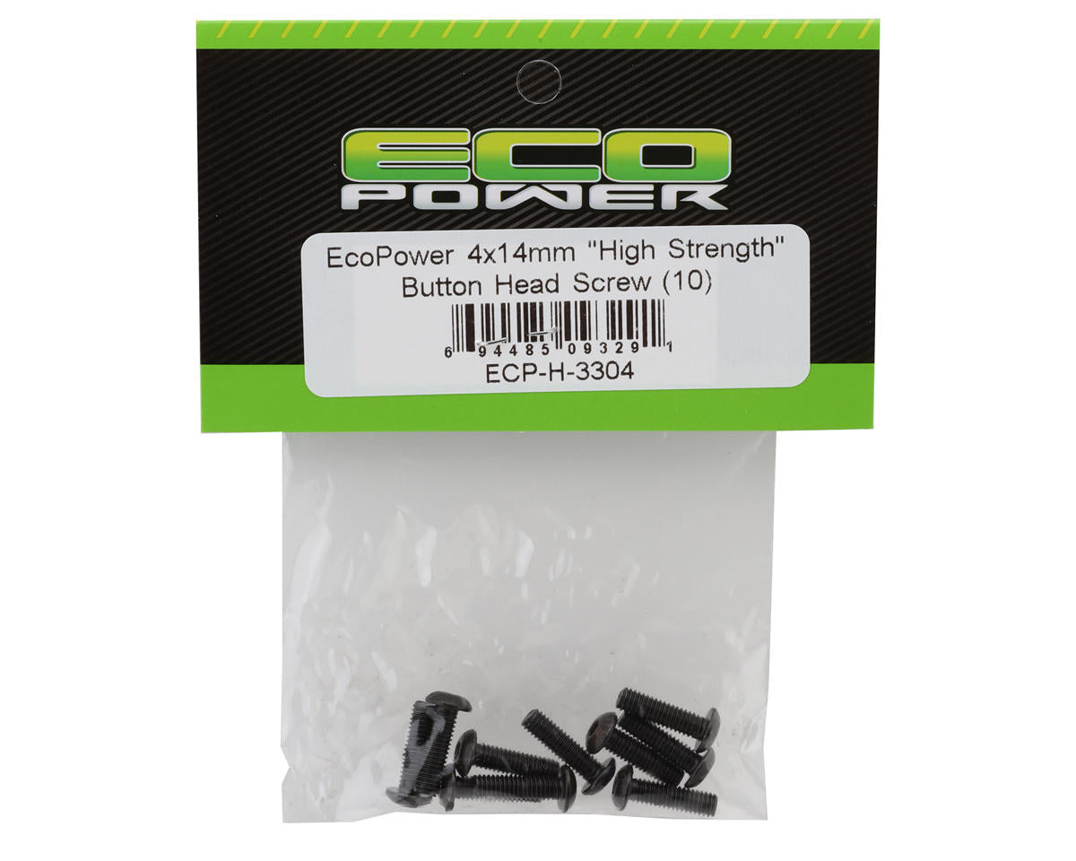 EcoPower 4mm "High Strength" Steel Button Head Screws (10) (4x14mm)