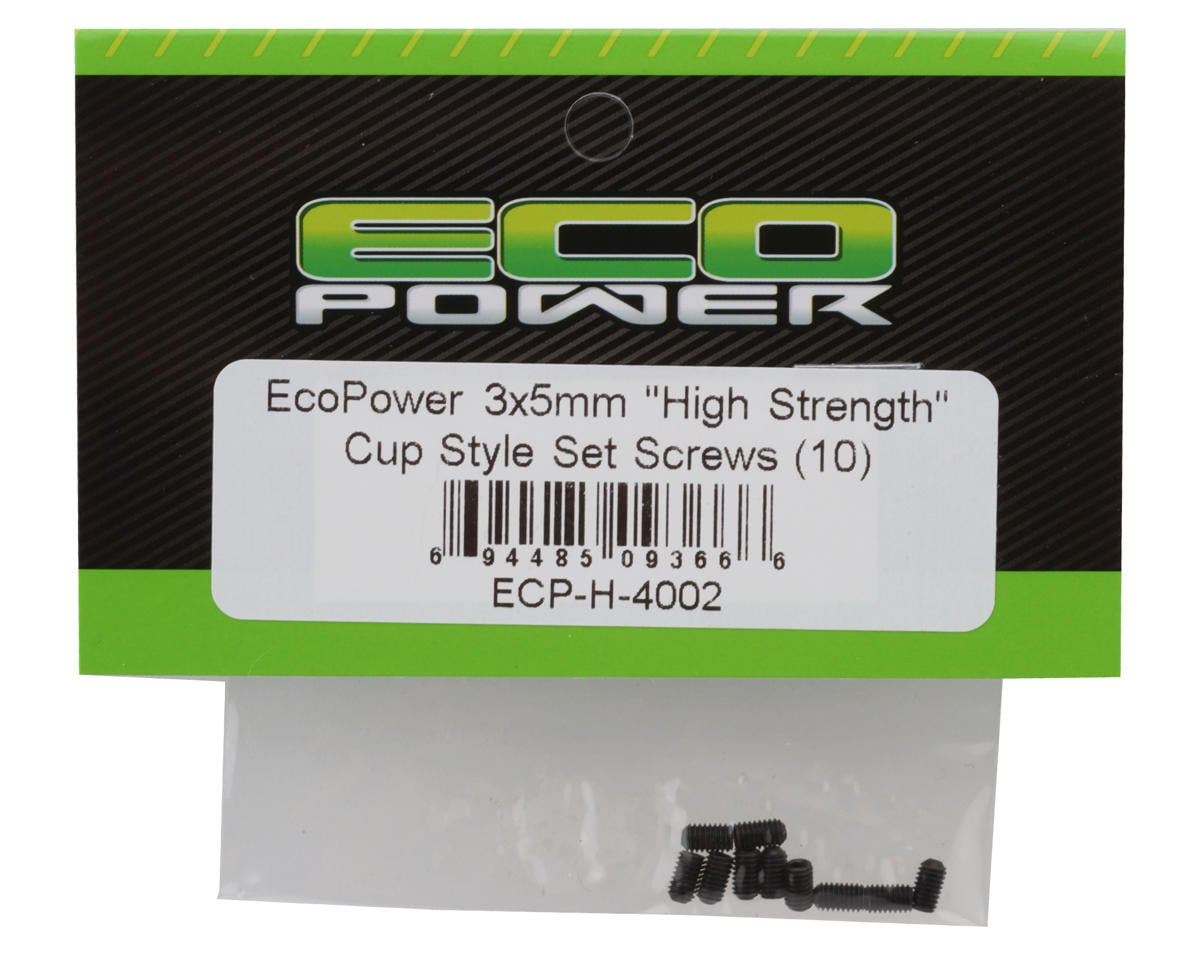EcoPower 3mm "High Strength" Steel Cup Style Set Screws (10) (3x5mm)