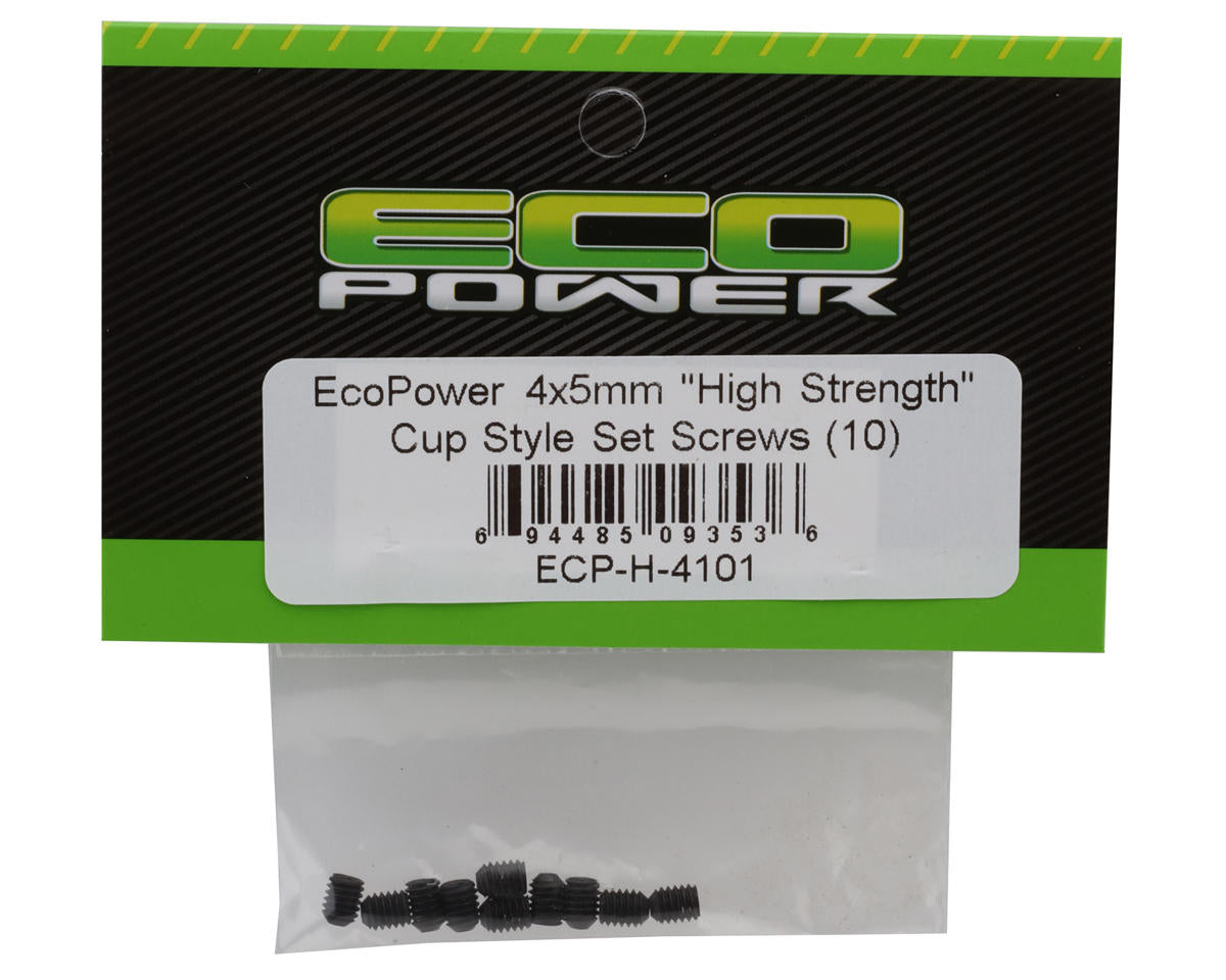 EcoPower 4mm "High Strength" Steel Cup Style Set Screws (10) (4x5mm)