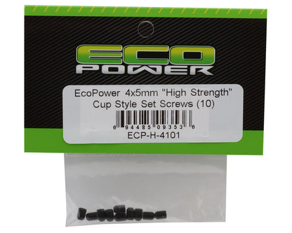 EcoPower 4mm "High Strength" Steel Cup Style Set Screws (10) (4x5mm)