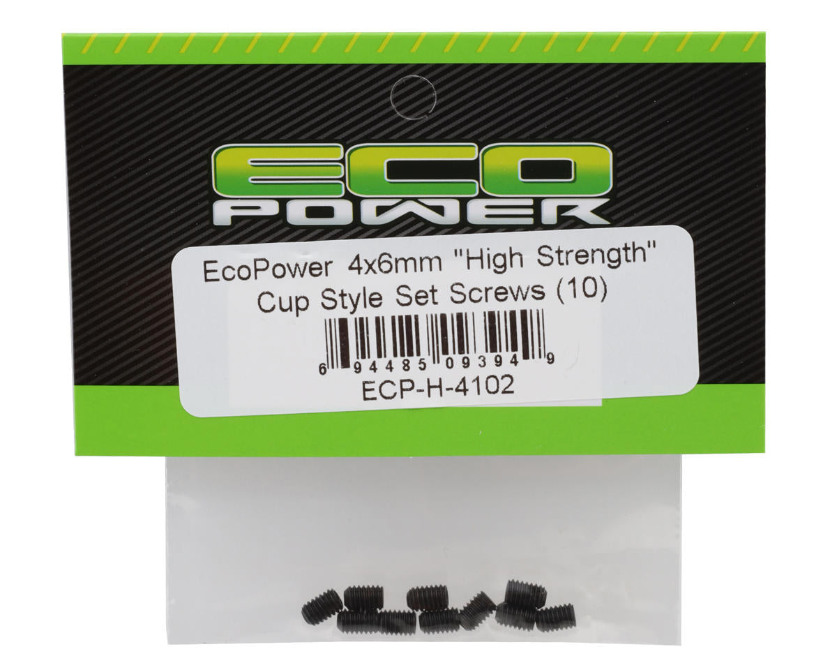 EcoPower 4mm "High Strength" Steel Cup Style Set Screws (10) (4x6mm)