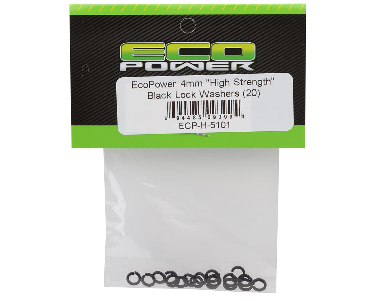EcoPower 4mm "High Strength" Steel Lock Washers (Black) (20)