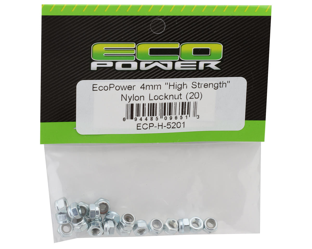 EcoPower 4mm "High Strength" Nylon Locknut (20)