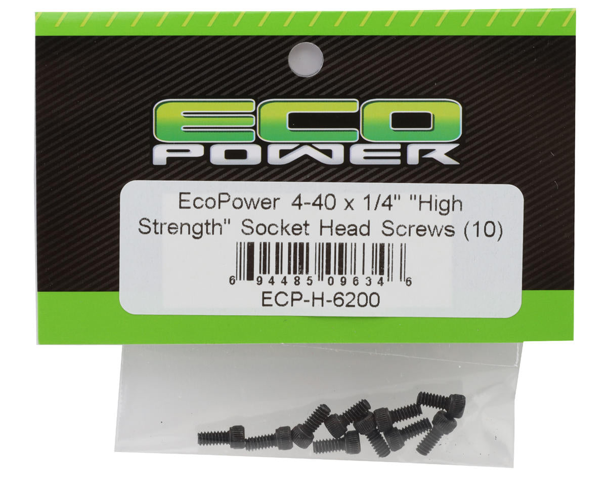 EcoPower 4-40 "High Strength" Socket Cap Head Screws (10) (4-40x1/4")