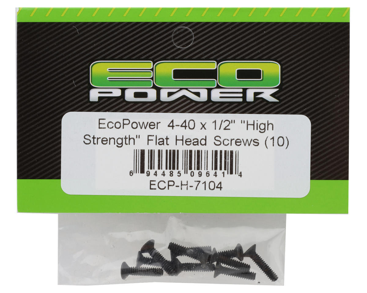 EcoPower 4-40 "High Strength" Flat Head Screws (10) (4-40x1/2")