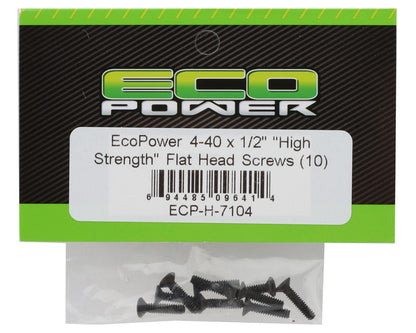 EcoPower 4-40 "High Strength" Flat Head Screws (10) (4-40x1/2")