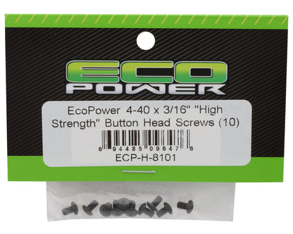 EcoPower 4-40 "High Strength" Button Head Screws (10) (4-40x3/16")