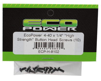 EcoPower 4-40 "High Strength" Button Head Screws (10) (4-40x1/4")