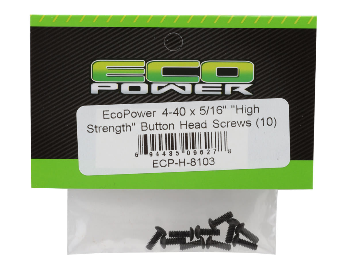 EcoPower 4-40 "High Strength" Button Head Screws (10) (4-40x5/16")
