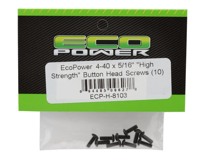 EcoPower 4-40 "High Strength" Button Head Screws (10) (4-40x5/16")