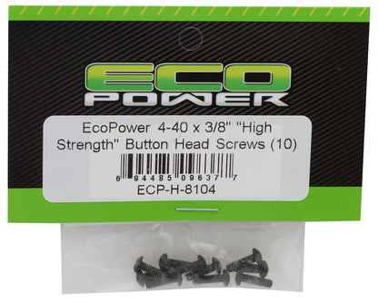 EcoPower 4-40 "High Strength" Button Head Screws (10) (4-40x3/8")