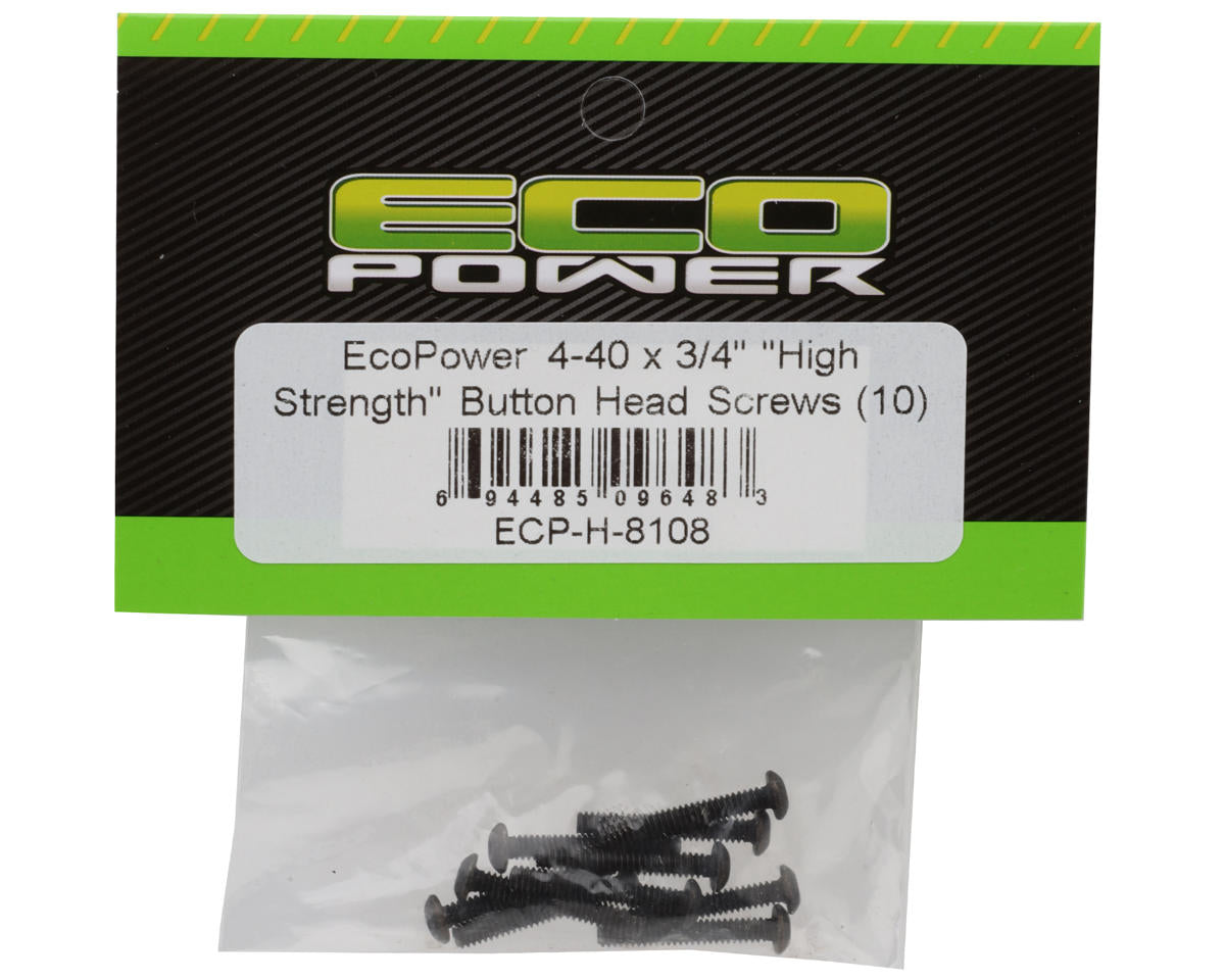 EcoPower 4-40 "High Strength" Button Head Screws (10) (4-40x3/4")