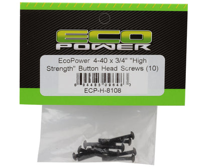 EcoPower 4-40 "High Strength" Button Head Screws (10) (4-40x3/4")