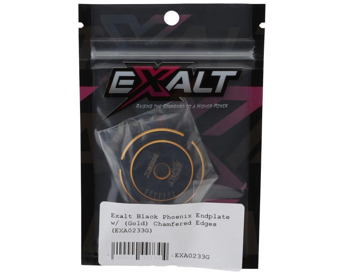 Team Exalt Anodized Chamfered Edges Black Phoenix Motor Endplate (Gold)