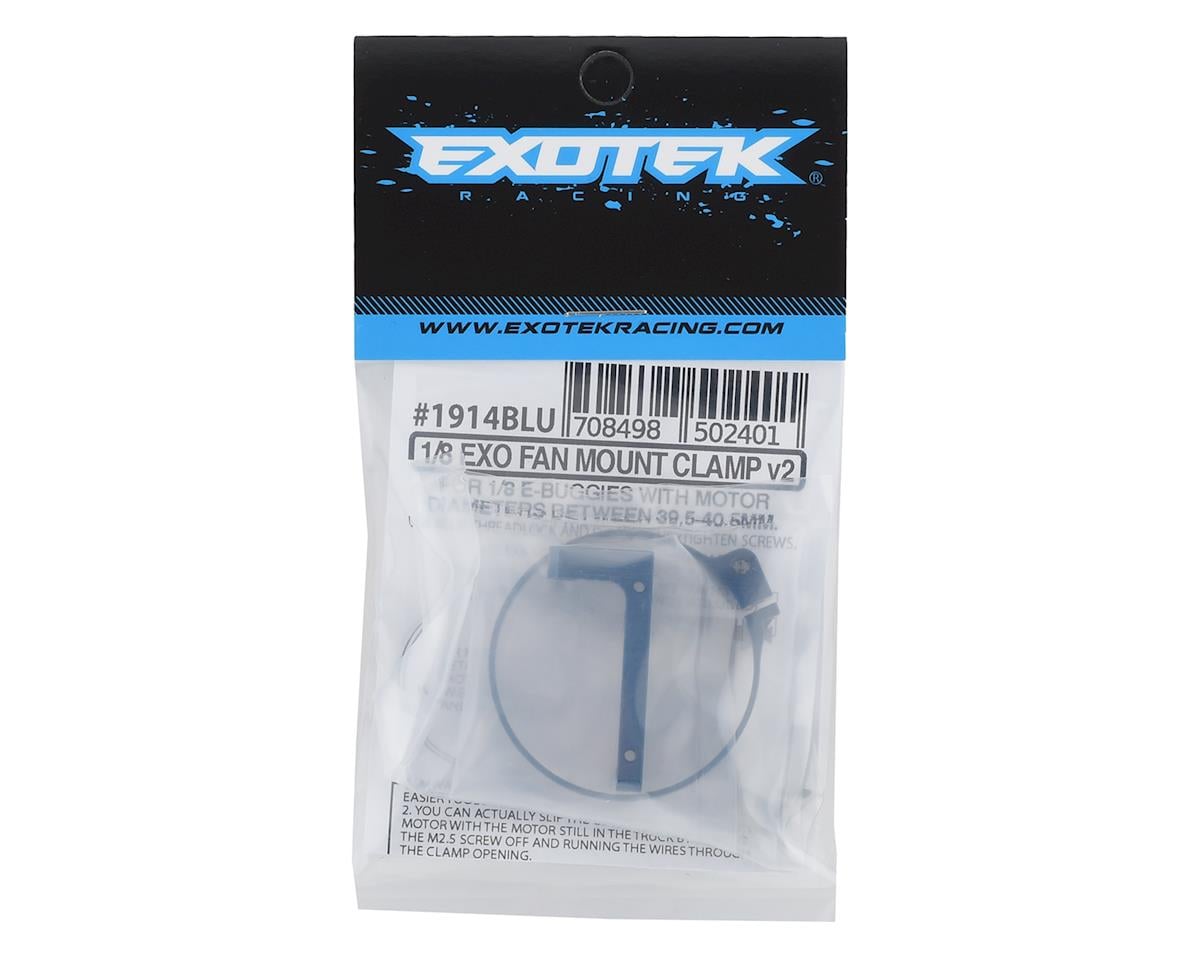 Exotek 1/8 V2 E-Buggy Clamp On Fan Mount (Blue)