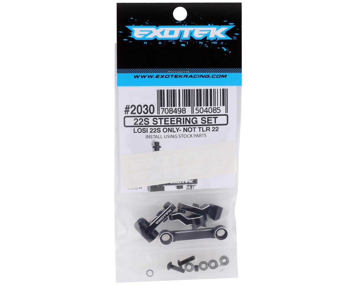 Exotek TLR 22S Drag Aluminum HD Steering Set (Silver/Black)