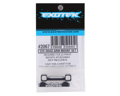 Exotek TLR Aluminum 22S Rear Toe Adjustment Arm Mounts