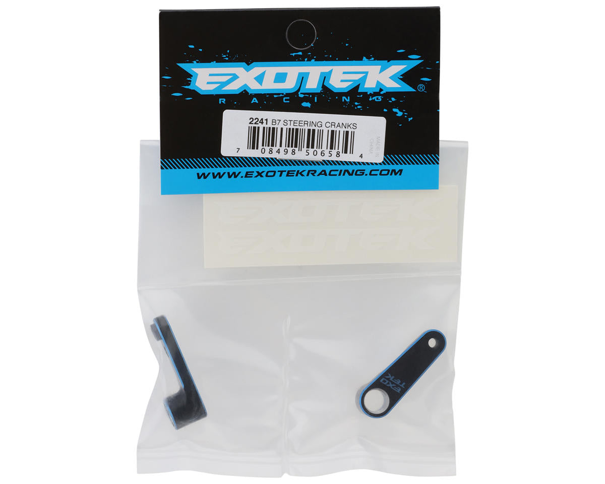 Exotek Associated B7 Aluminum HD Steering Cranks (Black/Blue)