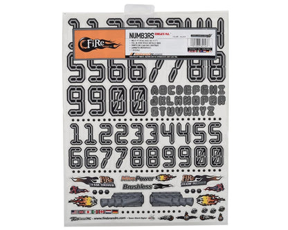 Firebrand RC Numbers Decal Sheet (Black) (8.5x11")