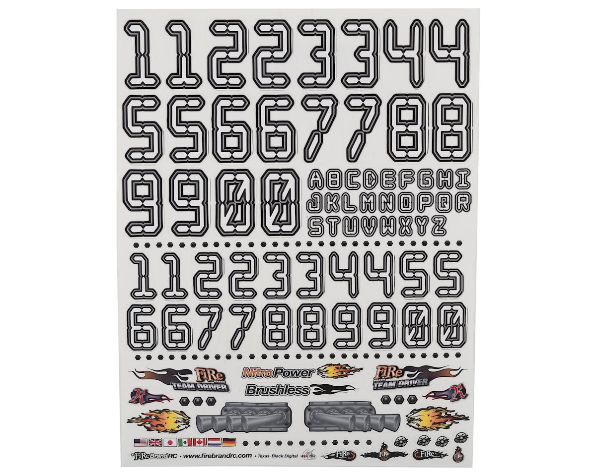 Firebrand RC Numbers Decal Sheet (White) (8.5x11")