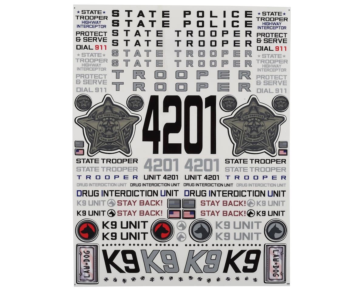 Firebrand RC State Trooper Decal Sheet (8.5x11")