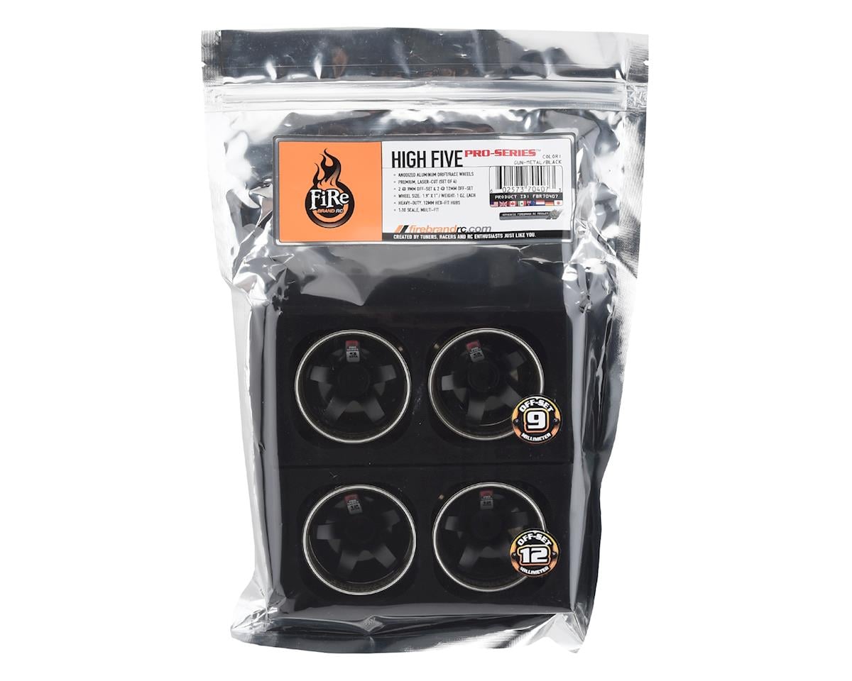 Firebrand RC HighFive PRO SERIES Aluminum Drift Wheels (4) (Gunmetal/Black)