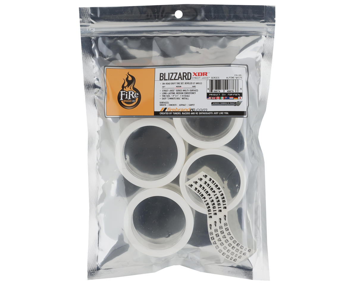 Firebrand RC Blizzard-XDR 1/10 "Street Juice" Beveled Drift Tire Set (White) (4)
