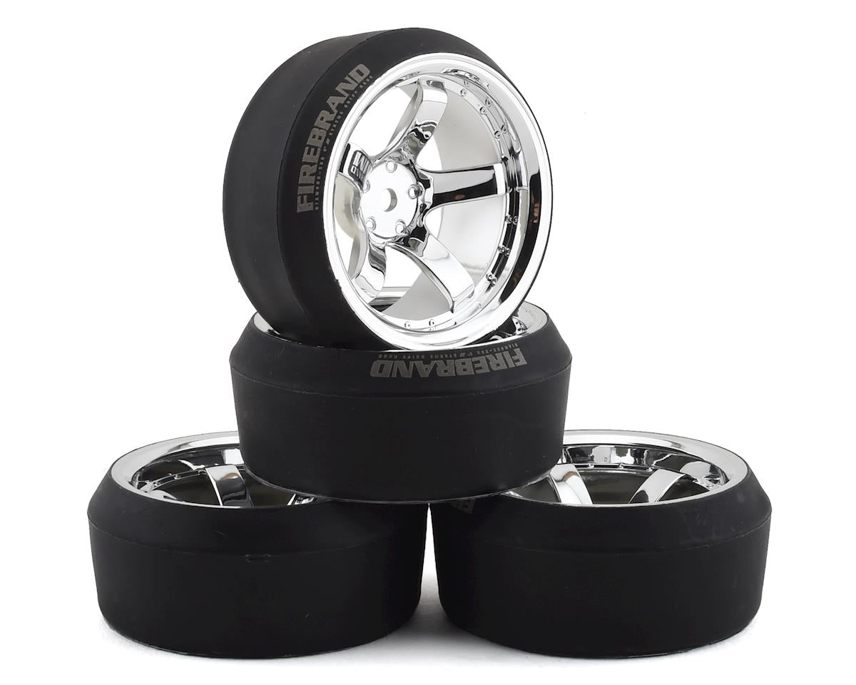 Firebrand RC Highfive XDR9 5° Pre-Mounted Slick Drift Tires (4) (Chrome)