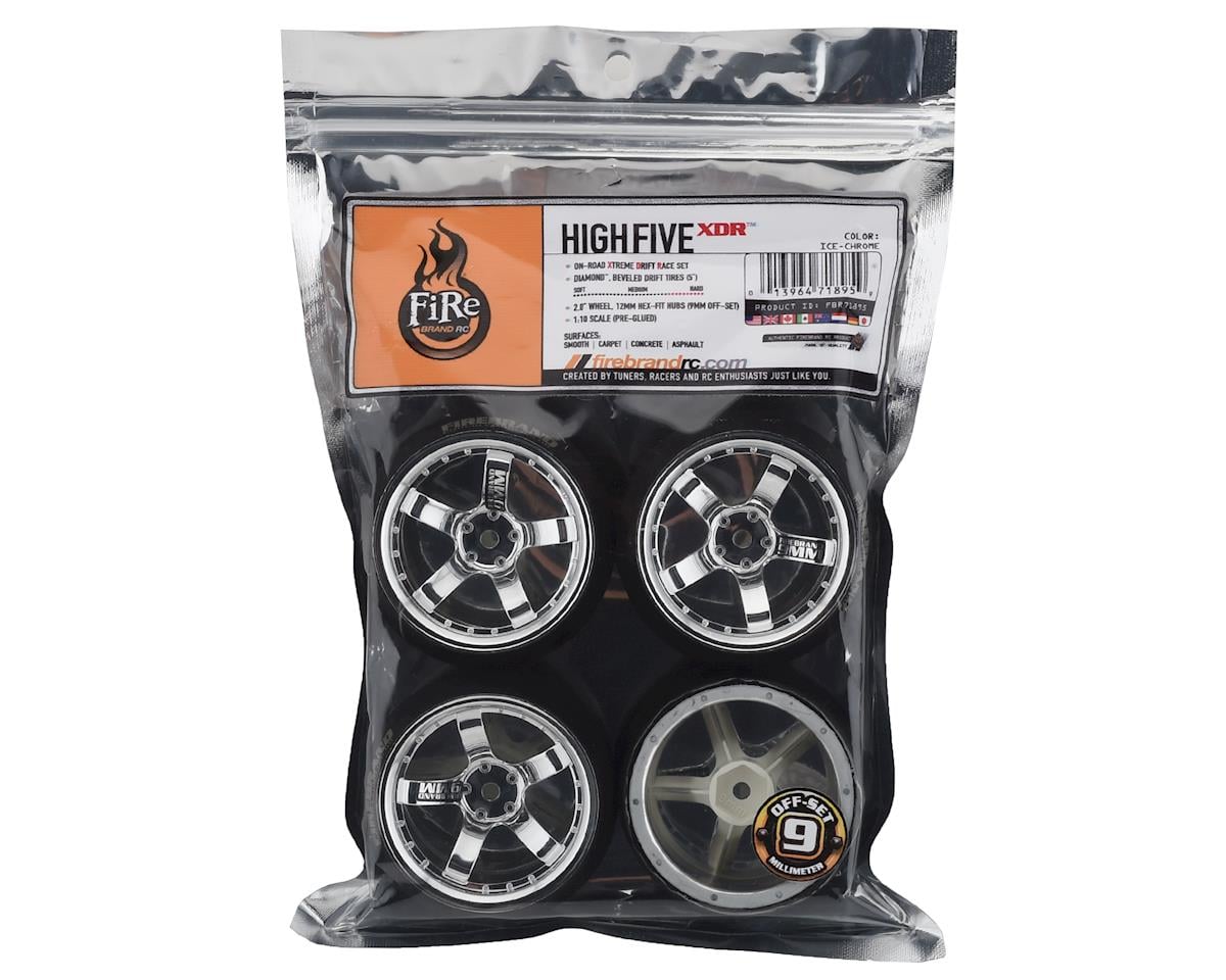 Firebrand RC Highfive XDR9 5° Pre-Mounted Slick Drift Tires (4) (Chrome)