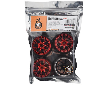 Firebrand RC Hypernova XDR 5° Pre-Mounted Slick Drift Tires (4) (Red Chrome)