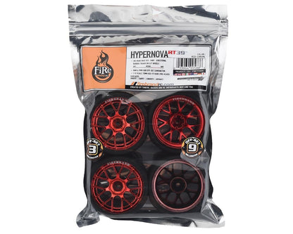 Firebrand RC Hypernova RT39 Pre-Mounted On-Road Tires (4) (Red Chrome)