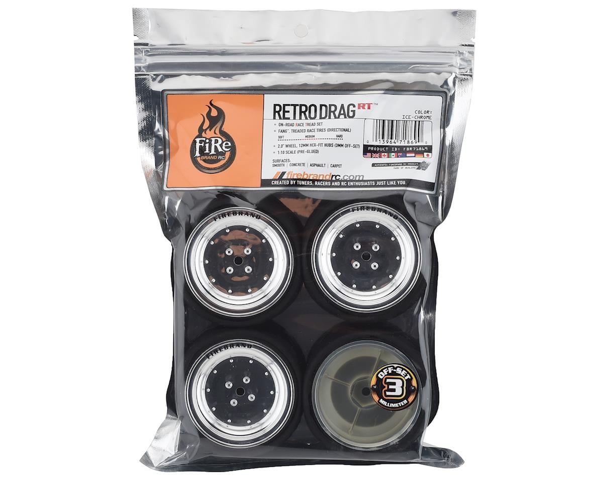 Firebrand RC Retrodrag RT3 Pre-Mounted On-Road Tires (4) (Chrome)