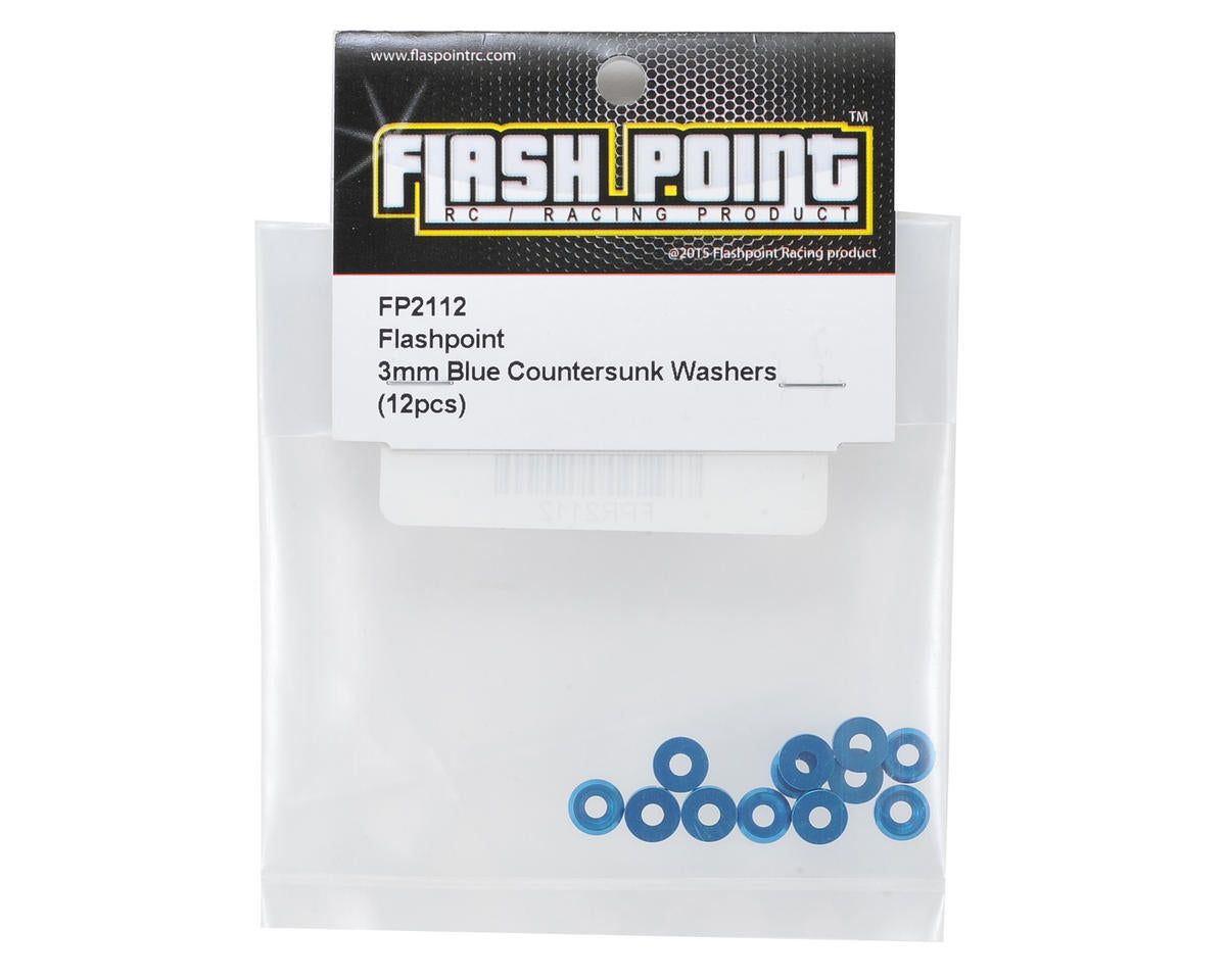 Flash Point 3mm Countersunk Washer (Blue) (12)