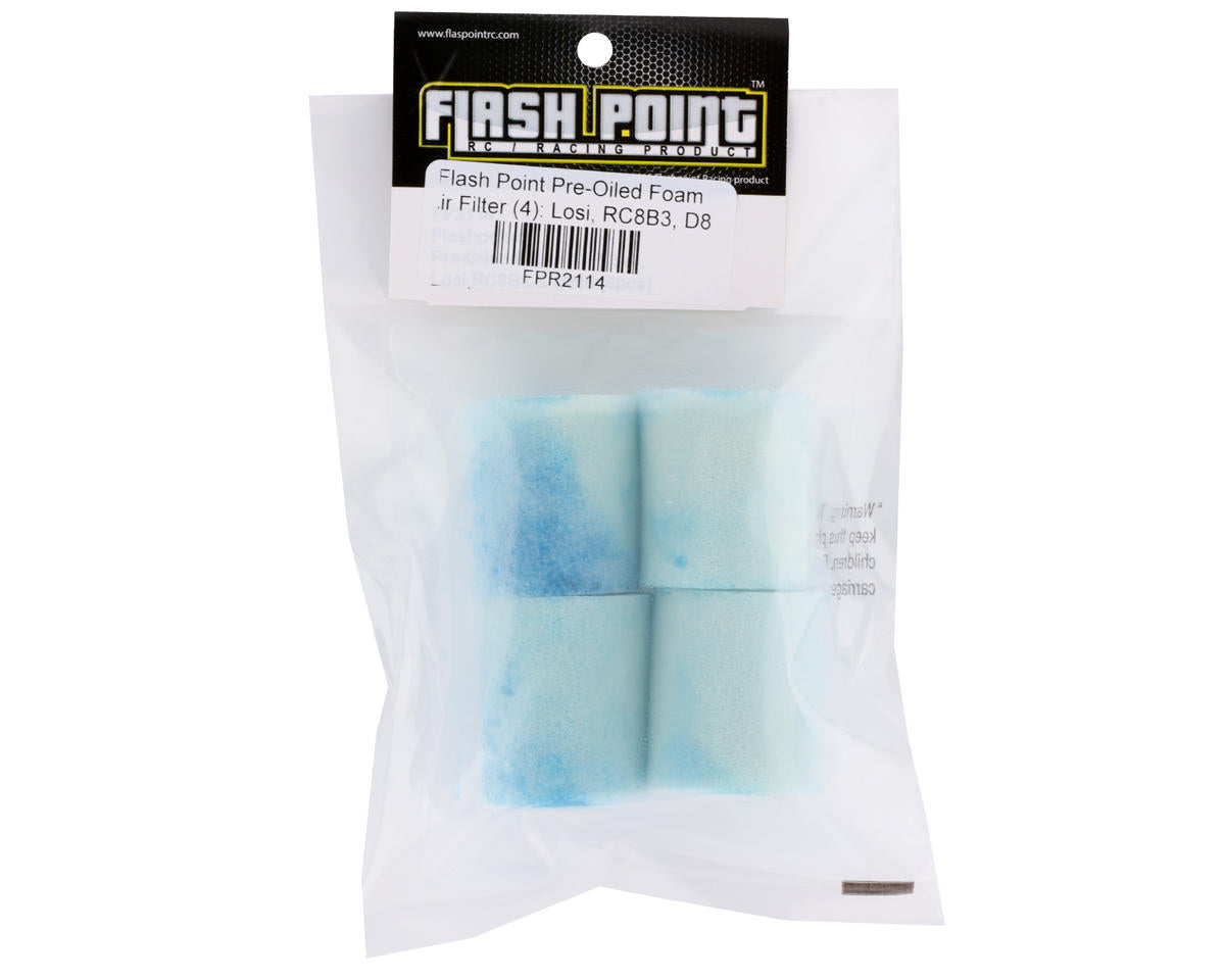 Flash Point Pre-Oiled Foam Air Filter (4) (HB Racing/Losi/AE)