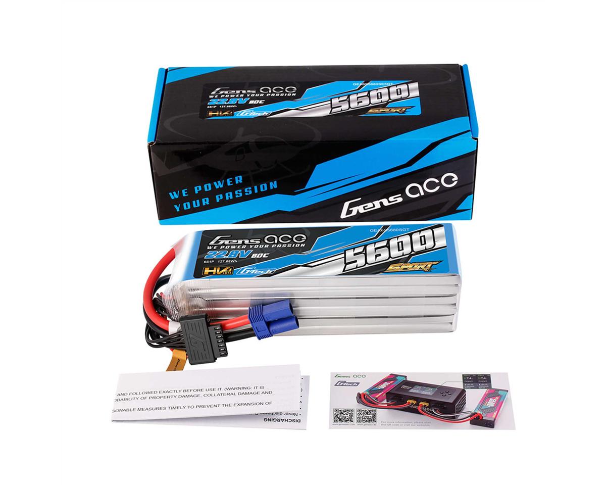 Gens Ace 6S 80C Sport G-Tech Stick LiHV Battery (22.8V/5600mAh) w/EC5 Connector
