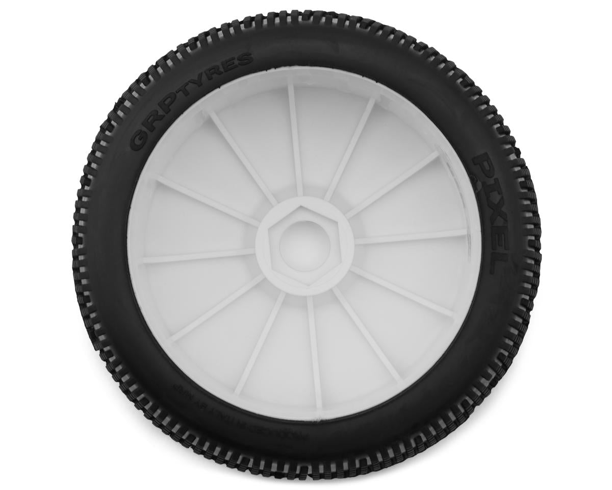 GRP Tires Pixel Pre-Mounted 1/8 Buggy Tires (White) (2) (N25 - Super Soft)