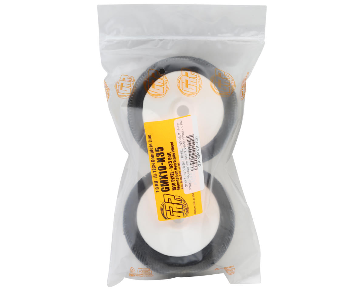 GRP Tires Pixel Pre-Mounted 1/8 Buggy Tires (White) (2) (N35 - Soft)