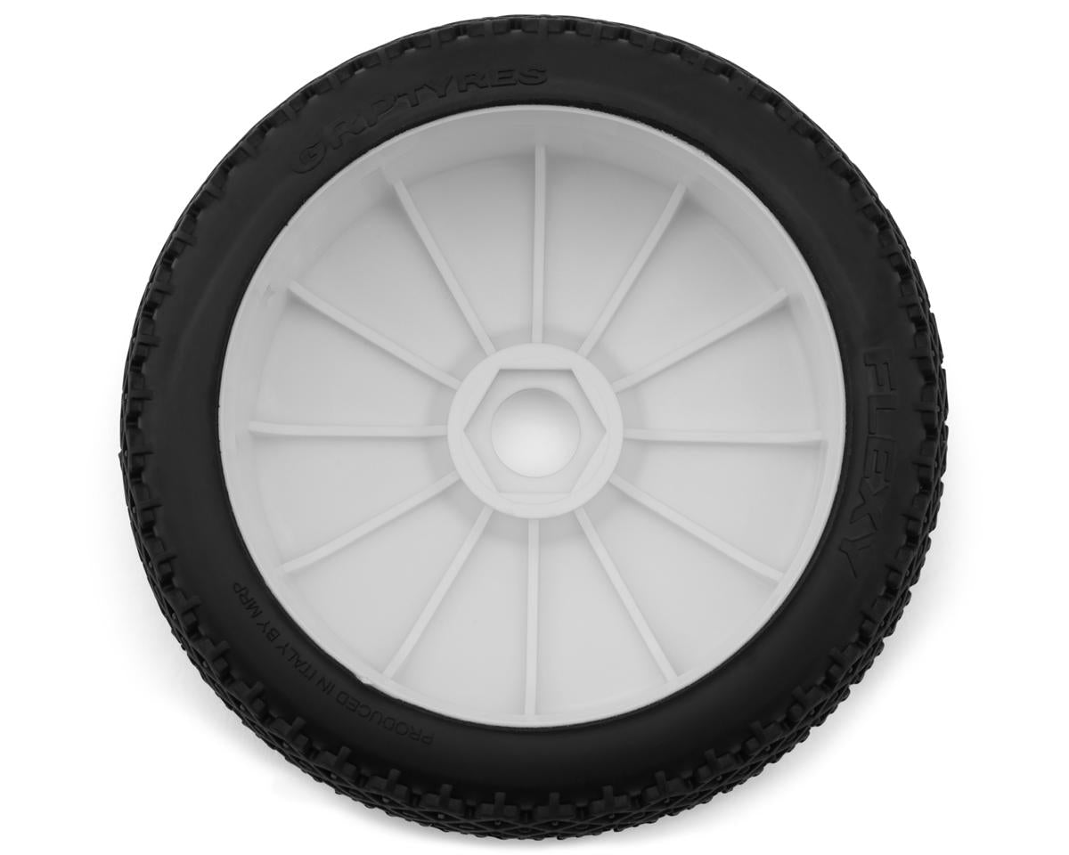 GRP Tires Flexy Pre-Mounted 1/8 Buggy Tires (White) (2) (N25 - Super Soft)