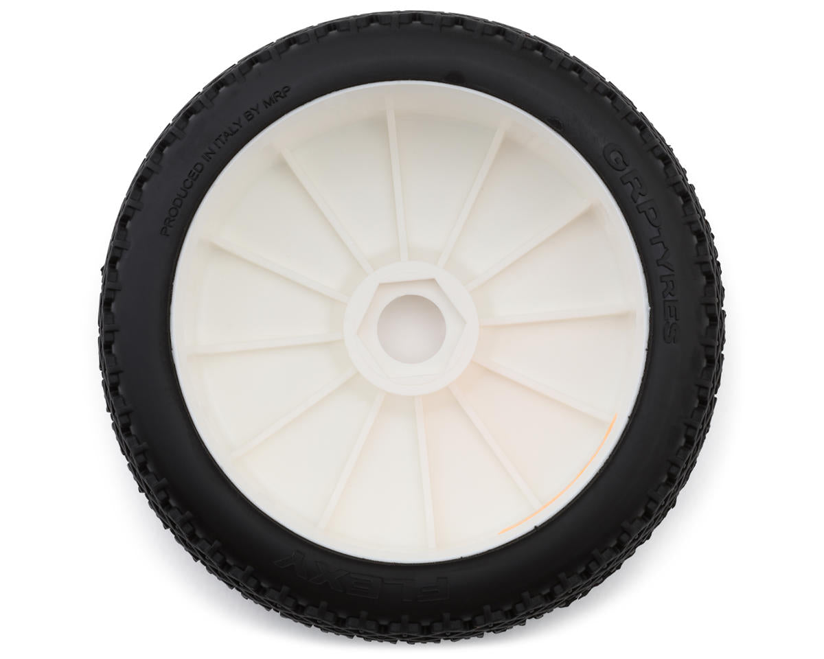 GRP Tires Flexy Pre-Mounted 1/8 Buggy Tires (White) (2) (N35 - Soft)