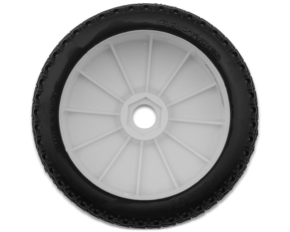 GRP Tires Flexy Pre-Mounted 1/8 Buggy Tires (White) (2) (S35 - Soft)