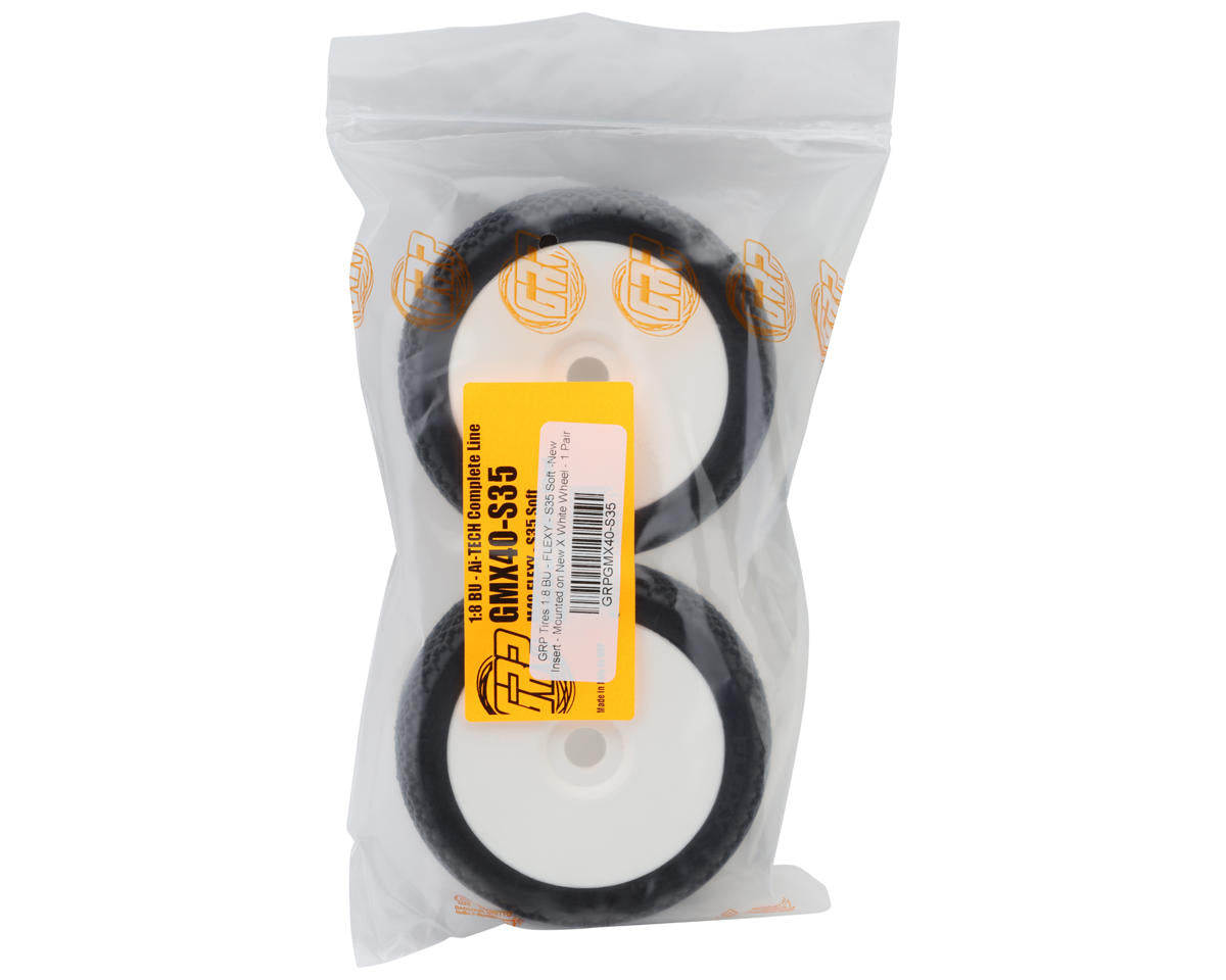 GRP Tires Flexy Pre-Mounted 1/8 Buggy Tires (White) (2) (S35 - Soft)