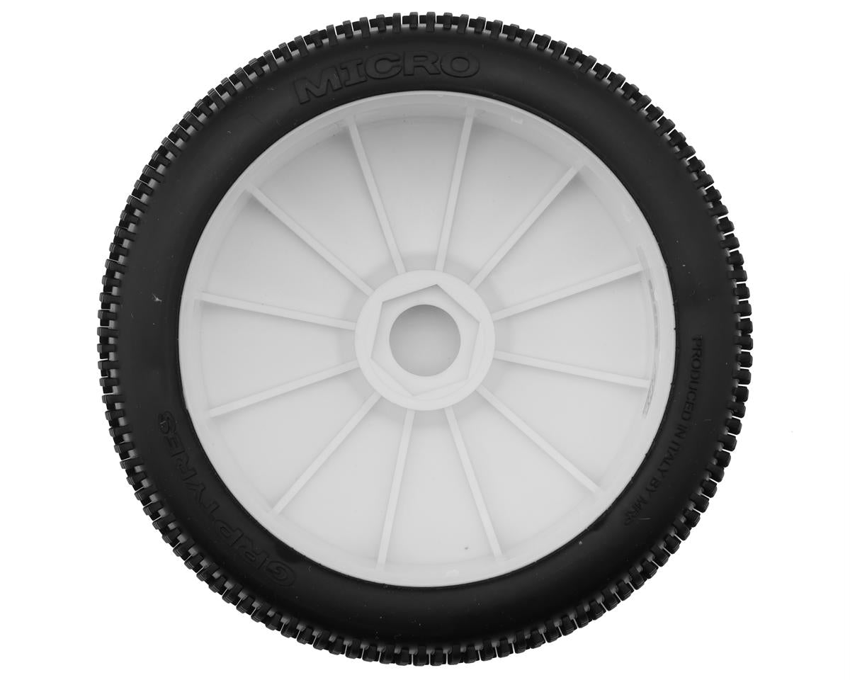 GRP Tires "Micro" Pre-Mounted 1/8 Buggy Tires (White) (2) (S35 - Soft)