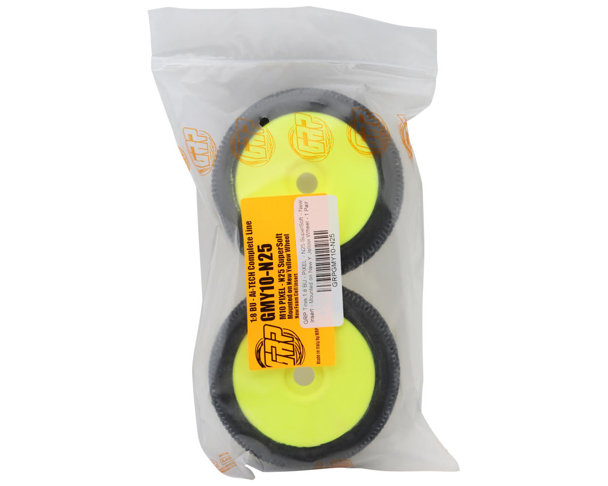 GRP Tires Pixel Pre-Mounted 1/8 Buggy Tires (Yellow) (2) (N25 - Super Soft)
