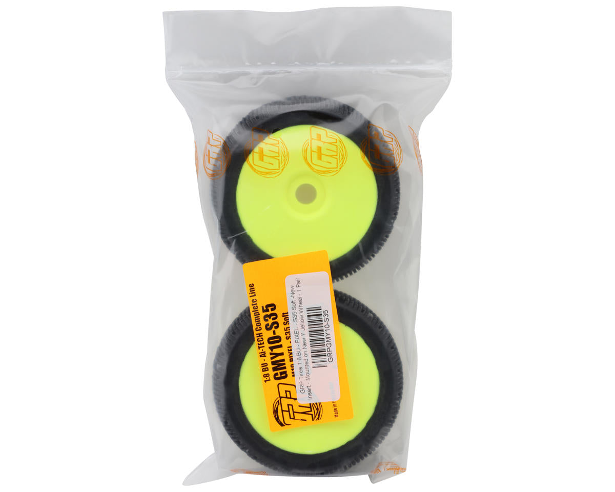 GRP Tires Pixel Pre-Mounted 1/8 Buggy Tires (Yellow) (2) (S35 - Soft)