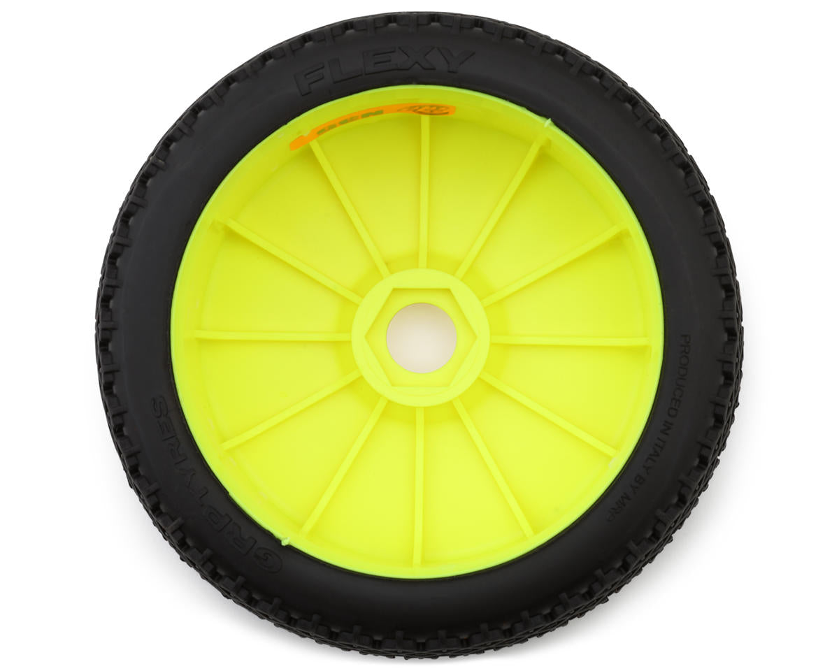 GRP Tires Flexy Pre-Mounted 1/8 Buggy Tires (Yellow) (2) (N35 - Soft)