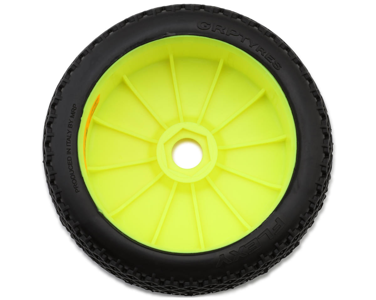 GRP Tires Flexy Pre-Mounted 1/8 Buggy Tires (Yellow) (2) (S25 - Super Soft)