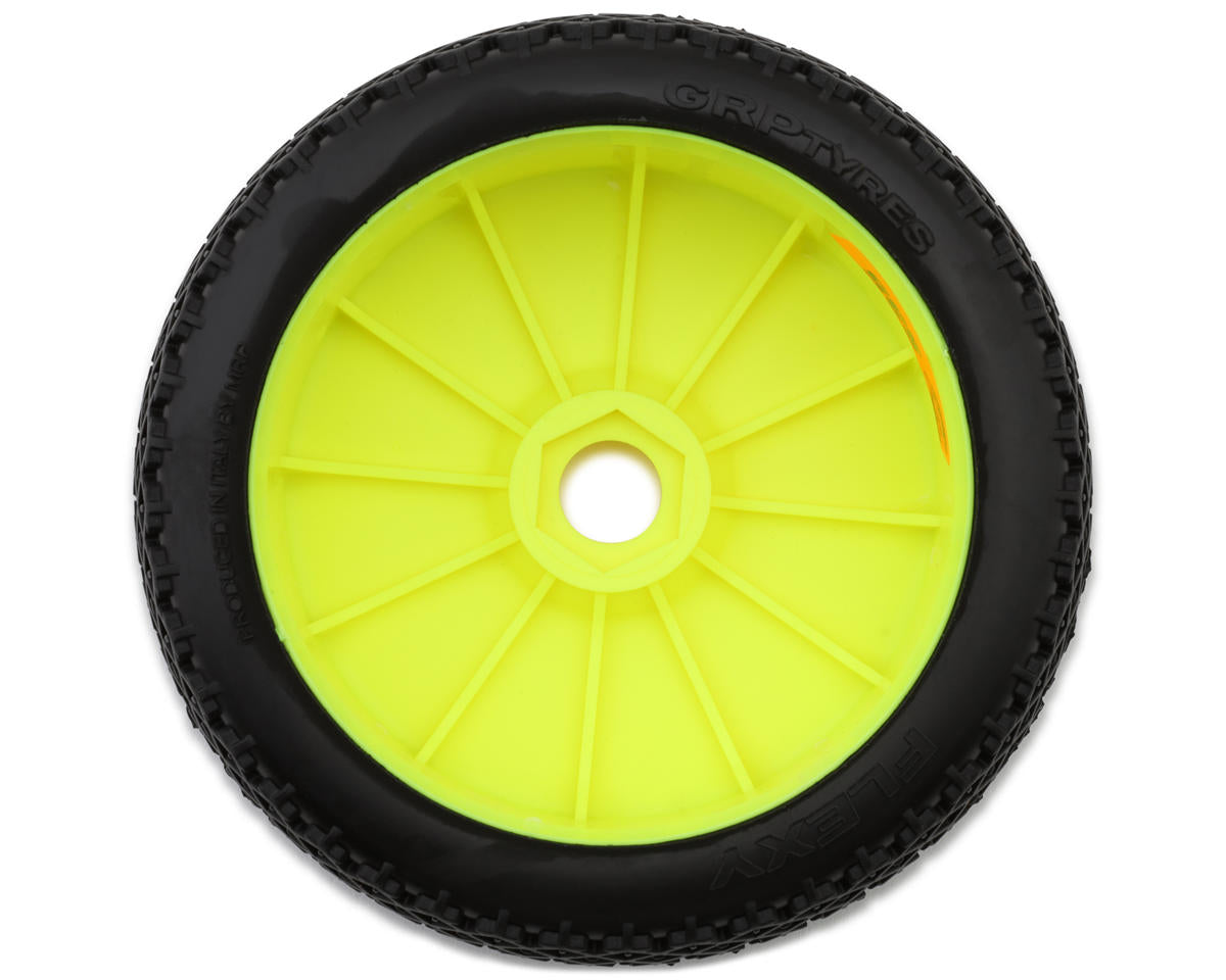 GRP Tires Flexy Pre-Mounted 1/8 Buggy Tires (Yellow) (2) (S35 - Soft)