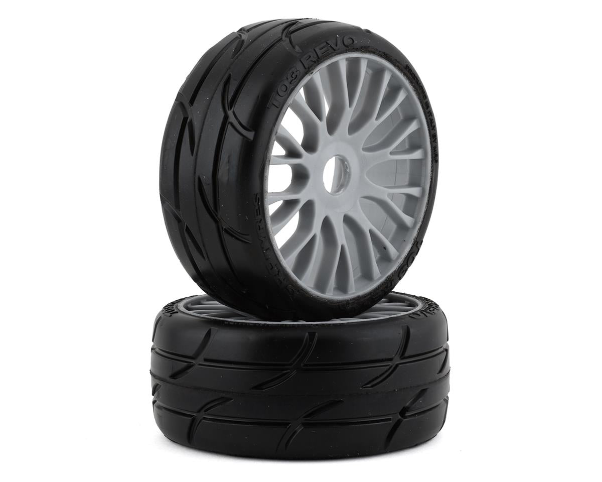 GRP Tires GT - TO3 Revo Belted Pre-Mounted 1/8 Buggy Tires (Silver) (2) (XM5)