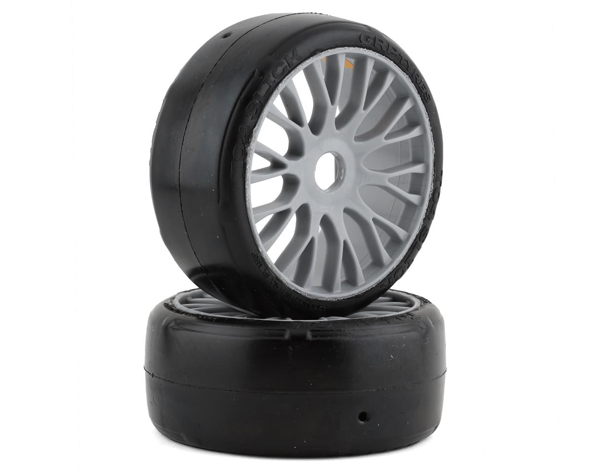 GRP Tires GT - TO4 Slick Belted Pre-Mounted 1/8 Buggy Tires (Silver) (2) (XM4)