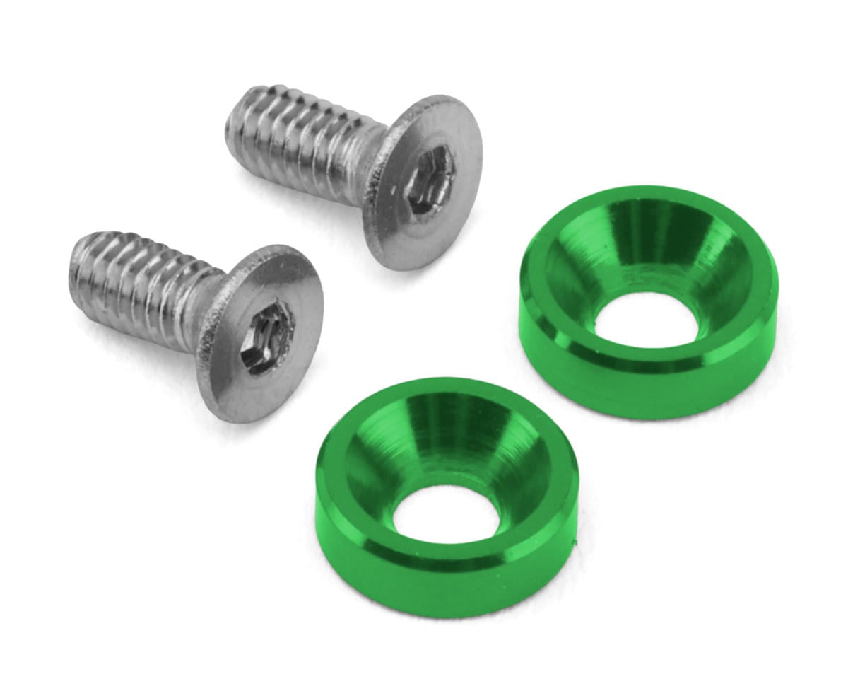 HackFab 2.5x6mm Motor Screws w/Aluminum Countersunk Washers Set (Green)